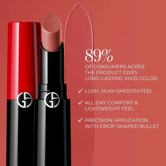 💋 ARMANI BEAUTY Lip Power Longwear Vivid Color Lipstick - Shade 400 - Picture 3 of 9